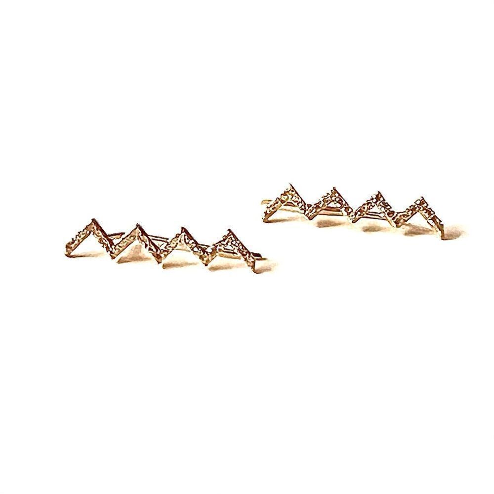 14k real Gold Zig Zag Ear climber earrings | Ear climber gold earrings | Gift |